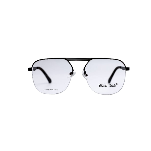 Bronze eyeglasses on a light gray background