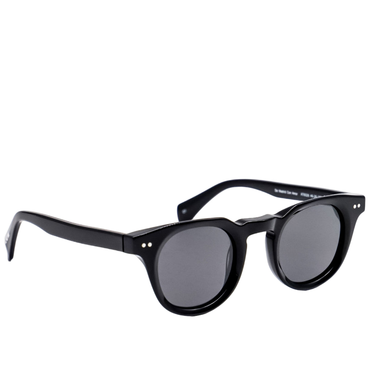 Black sunglasses with dark lenses on a white background