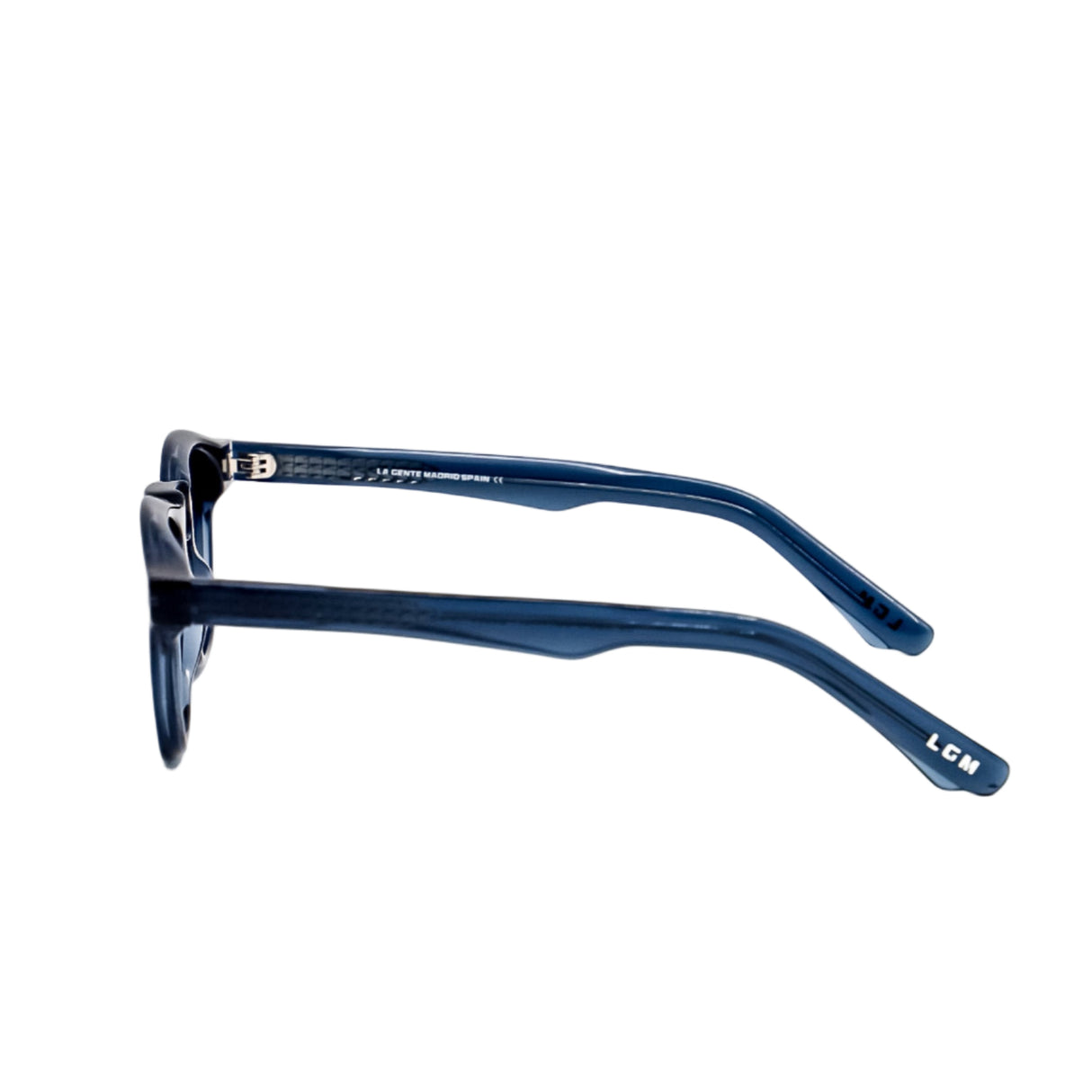 Blue eyeglasses on a white background