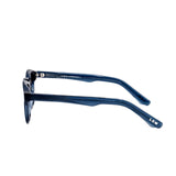 Blue eyeglasses on a white background